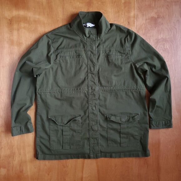 Military Style Field Jacket Sz XL Green Long Sleeve Utility Surplus Snap Front - Picture 6 of 11